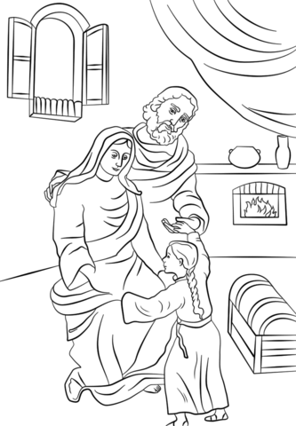 Saints Anna And Joachim With Little Mary Coloring Page